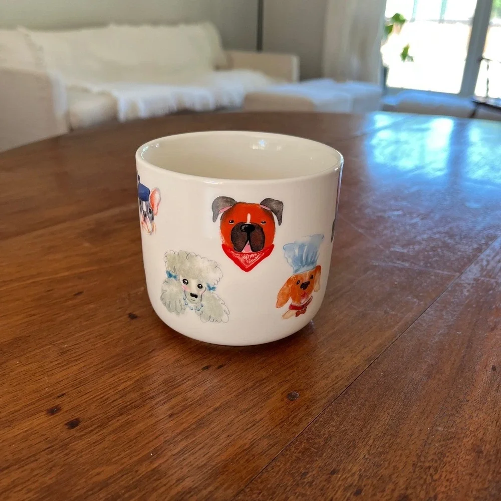 Sur La Table Watercolor Dog Breeds Coffee Mug Large Ceramic Whimsical Puppy Cup